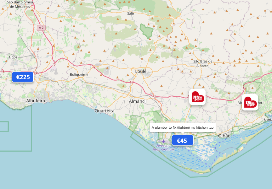 Example of Taskorilla map with markers